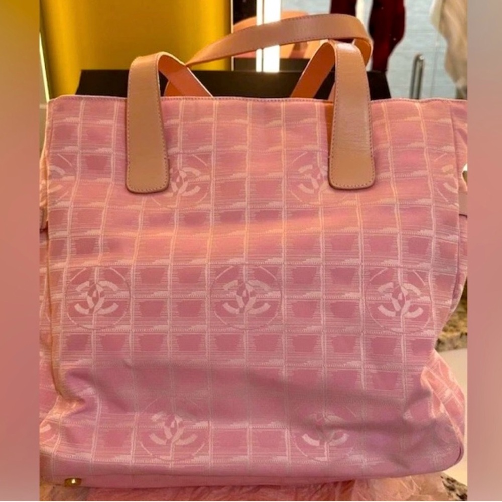 Chanel travel line Pink Tote Bag